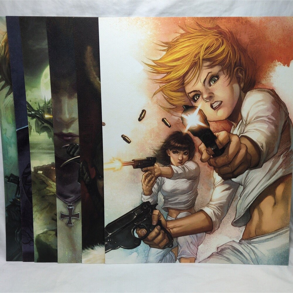 (5) Carbon Grey Comic Book Art Prints 11" X 8 1/2"